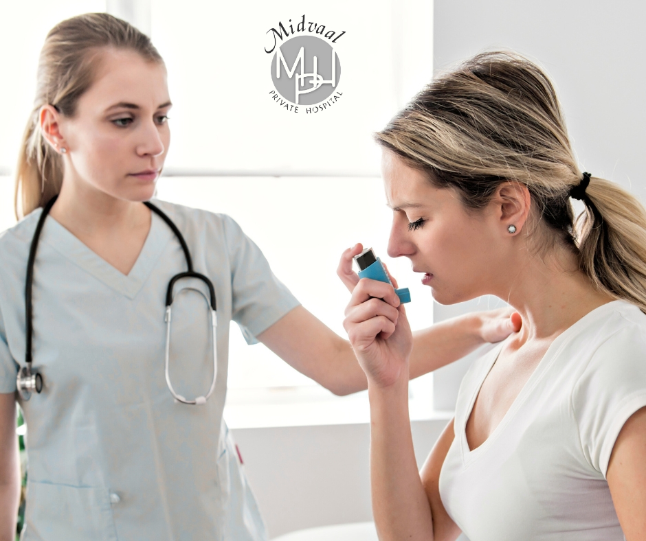 Woman using inhaler in cold weather – “Asthma relief during cold winter months