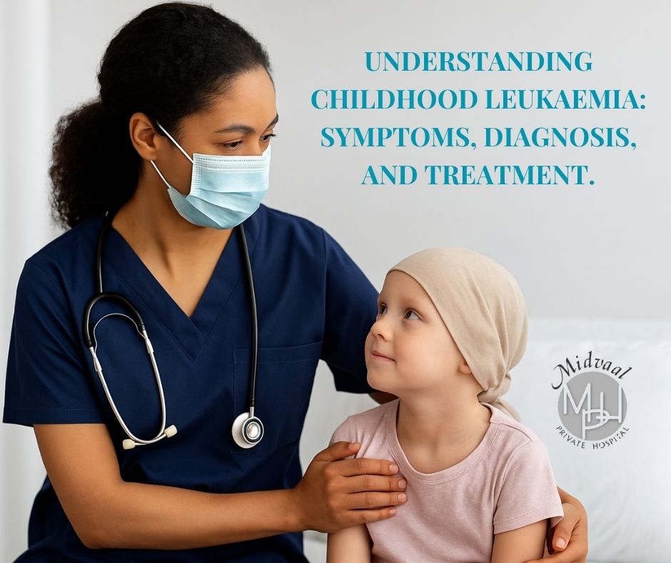 Paediatric doctor comforting a child during cancer treatment at Midvaal Hospital