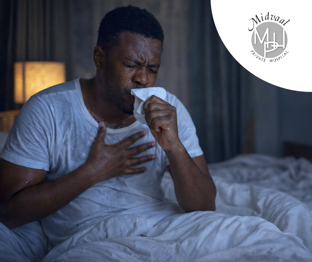 Night Sweats & Weight Loss Unwell patient with persistent cough and fatigue, showing potential TB red flags and when to seek medical care